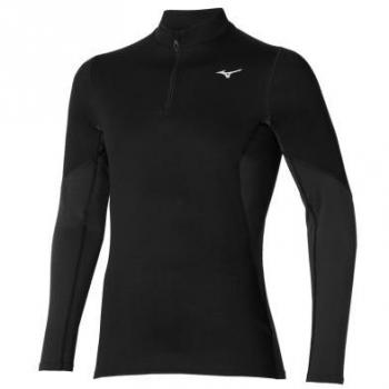 Mizuno Men's Breath Thermo Merino Wool Long Sleeve Thermal Top Black