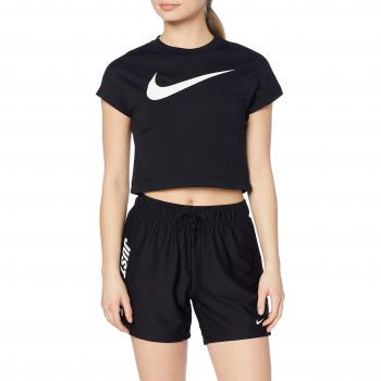 Nike W NSW Swsh Top Crop SS Camiseta, Mujer, Negro