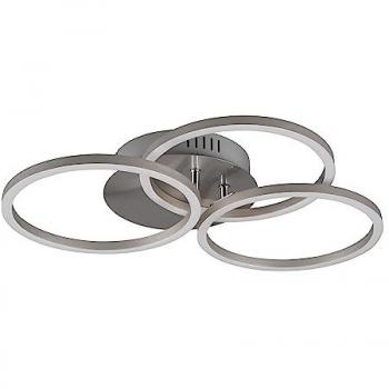 Plafón LED CIRCLE 27W 3200lm, 2700-6000K, Níquel Mate, 3 Anillos Orientables con Control Remoto