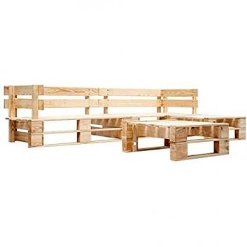 vidaXL Juego de Muebles de Jardín de Palés 4 Piezas Madera Natural Exterior Terraza Patio Balcones Decoración Mobiliario Bricolaje Casa Hogar