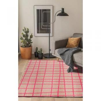 Alfombra moderna de tejido plano rosa fuerte 140x200 cm