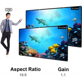 Pantalla de proyector HD portátil de 120 pulgadas 16:9, plegable y duradera con bolsa de transporte y cuerda para exteriores