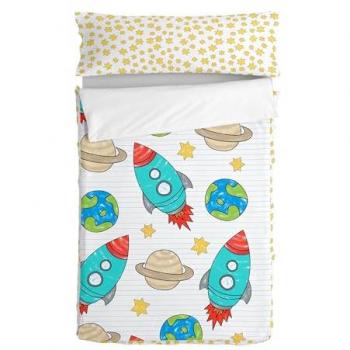Saco Nórdico Espacial Multicolor 100% Algodón 90x200 cm (Cama 90) Sin Relleno, Fabricado en España