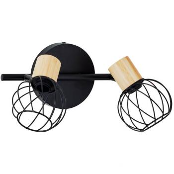 Lámpara Colgante Industrial Townshend 6 Luces de Madera y Acero, E27, Vintage