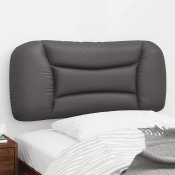 Cabecero de cama acolchado de cuero sintético gris de 80 cm
