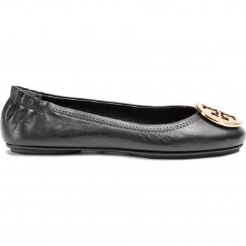 Tory Burch Women's Minnie Travel Ballet Flats with Metal Logo - Black Size 5 US