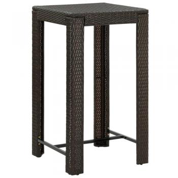 vidaXL Garden Bar Table Brown 60.5x60.5x110.5 cm Poly Rattan