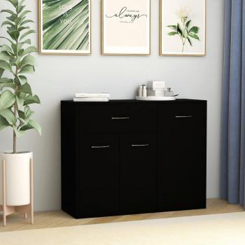 Aparador de madera contrachapada negro 88x30x70 cm - Mueble de Almacenaje de Salón, Buffet para salón Moderno, Armario Auxiliar, Armario de Almacenamiento
