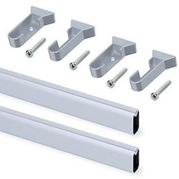 Kit de 2 tubos 30x15mm de aluminio largo 950mm y soportes Silk Emuca para armario