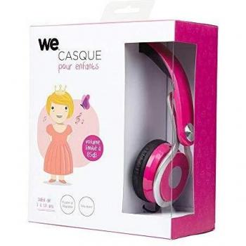 Auriculares Plegables Ergonomicos para Niños Rosa con Limitador de Volumen 85dB y Micrófono (3 a 10 años)