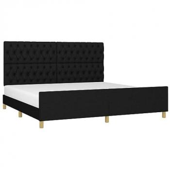 Estructura de cama con cabecero de tela negro 200x200 cm