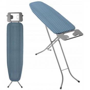Tabla de Planchar Plegable KADAX 110 x 30 cm con Funda de Algodón, Soporte para Plancha, Patas Antideslizantes y Altura Regulable (Azul)