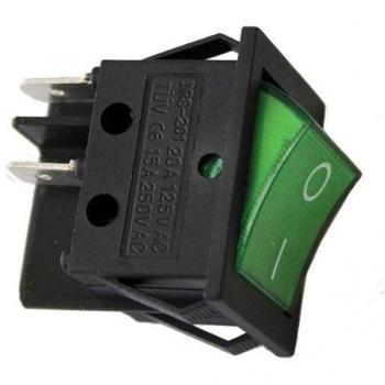 Interruptor bipolar 15A 250V verde envasado