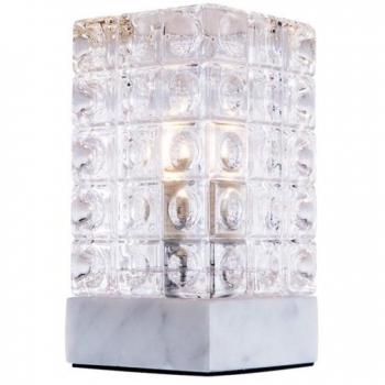 Lámpara de Mesa Base Mármol Cuerpo Cristal Tallado