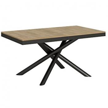Mesa extensible Famas Evolution 90x160/264 cm Roble Natural con estructura Antracita