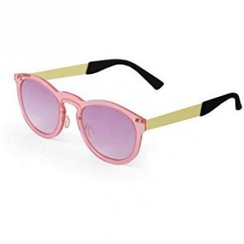 Gafas de sol Ocean unisex Ibiza con lentes violetas degradadas transparentes, montura rosa transparente y patilla metálica dorada