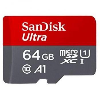 SanDisk Ultra Tarjeta de Memoria microSDXC con Adaptador SD, hasta 120 MB/s, Rendimiento de apps A1, Clase 10, U1, 64 GB