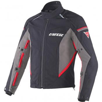 Dainese-RAINSUN Chaqueta, Negro/Dark-Gull-Gris/Rojo, Talla 52