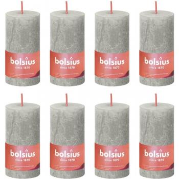 Velas Bolsius Columna Rústica Shine 8 Piezas 100x50mm Gris Arena