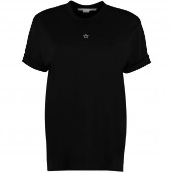Stella McCartney Women's Embroidered Star Detail Cotton T-Shirt in Black | Size XS | 457142SIW20 Color 1000
