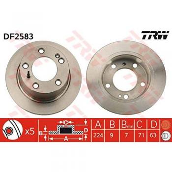 Disco de freno TRW DF2583 para Citroën XM I y II, trasero, pintado