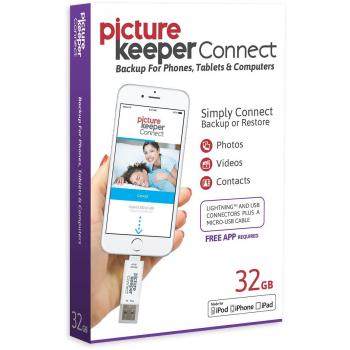 Picture Keeper CONNECT 32GB Portable Flash USB Backup and Storage Device Drive for Mobile Phones Tablets and Computers