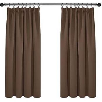 Deconovo Cortinas Salon Modernas Fruncidas Aislante Térmico Funcional Estilo Moderno Elegante para Sala Cuarto Comedor 1 Par 168 x 138 cm Marrón