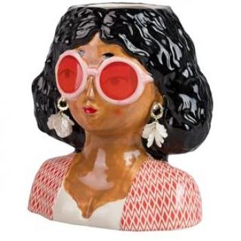 Maceta Cerámica Señora Con Gafas 22x16x24 cm