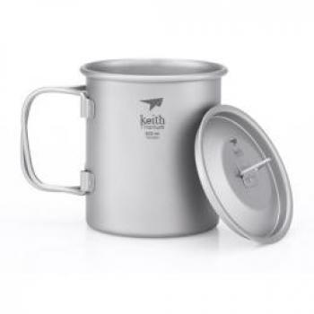 Taza de titanio con asa plegable y tapa - Keith
