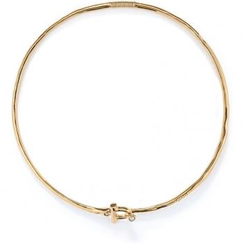 UNO de 50 18k Gold Plated Rigid Necklace with Front Closure and White Topaz
