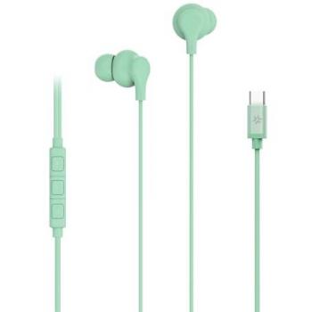 Auriculares in-Ear Celly USB-C con Cable, Botón de Respuesta, Control de Volumen y Micrófono Integrado - Color Verde