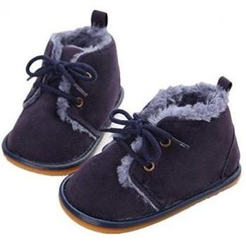GenialES Patucos Botitas con Forro Polar para Bebé Calzado para Bebe Primeros Pasos Suaves 9 a 12 Meses, Azul Oscuro, Talla 13cm