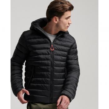 Superdry Men's Fuji Sport Hooded Puffer Jacket, Black, Casual, Recycled Nylon