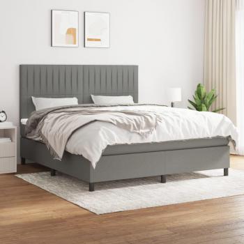 Cama box spring suave con colchón gris oscuro 160x200 cm Tela Vidaxl