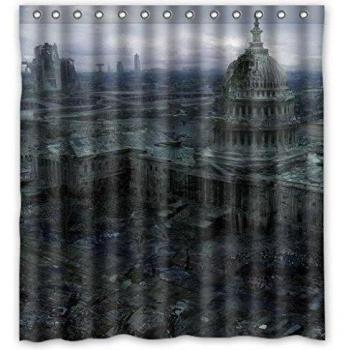 Custom design Anti-bacterial Fallout Wasteland Castle Shower curtain,