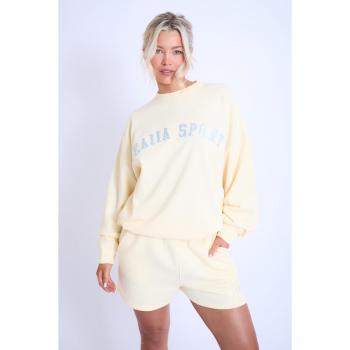 Kaiia Sport Oversized Sweatshirt Lemon & Light Blue