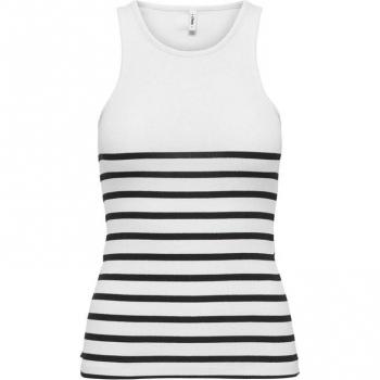 Camiseta Sin Mangas Only Kenya Rib Stripe Bright White Mujer