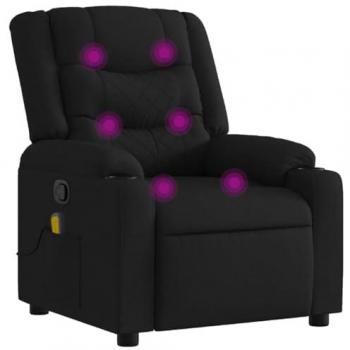 Sillón Reclinable de Masaje en Tela Negra con Respaldo y Reposabrazos Ajustables