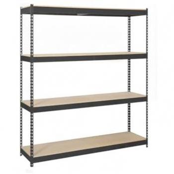 Estantería Metálica SimonRack 2109-4 Chipboard Antracita/Madera, Sin Tornillos, 4 Baldas, Alta Capacidad de Carga 600 kg, Dimensiones 2000x2100x