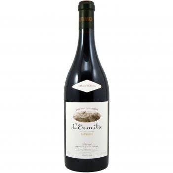 Vino tinto L’Ermita 2020, Priorat; características: vino de alta gama, elaborado con uvas de la variedad Garnacha y Cariñena, procedente de viñas viejas, crianza en barricas