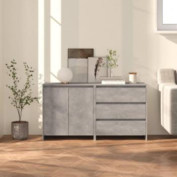 Aparador de 2 piezas de madera manufacturada, mueble de almacenaje moderno para salón, buffet auxiliar y armario de almacenamiento en color gris concreto