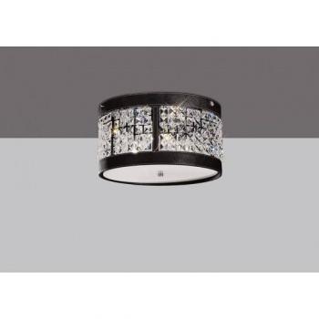 Lámpara de techo Celsa 3 Bombillas cromo pulido / marrón oscuro Piel sintética / cristal