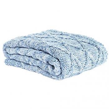 Manta DKD Home Decor 150 x 125 x 1 cm Azul (2 Unidades)