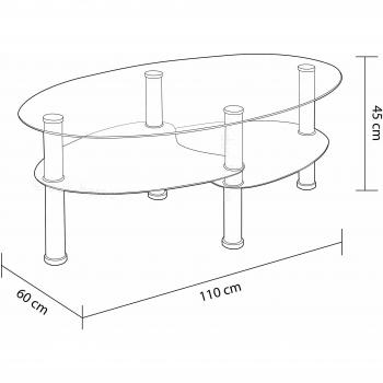 DISTRIGAL, S.L. HomeSouth – Mesa de Centro Fija, Mesa de Cristal, mesita de Comedor de Vidrio, Modelo Senna, Medidas: 110 x 60 x 45 cm de Alto