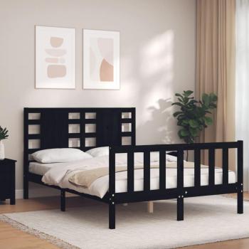 Cabecero de cama negro de madera maciza 140x190 cm