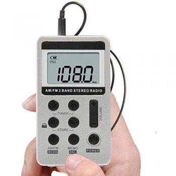 Radio de Bolsillo ZEERKEER, Mini sintonización Digital portátil Radio estéreo Am FM con Pantalla LCD de batería Recargable y Auriculares