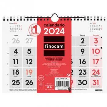 Calendario Finocam 2024 Pared Números Grandes Tamaño S 210x150mm Ref. 780200024