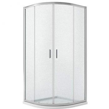 Mampara de Ducha Semicircular Idralite 90x90 cm, Vidrio Impreso H198, Modelo Ready, Reversible, Aluminio Gris