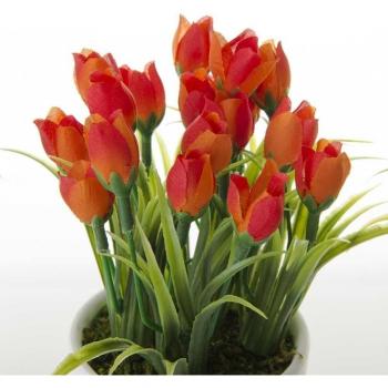 Home Line Planta Tulipanes Artificiales con Maceta. - Naranja
