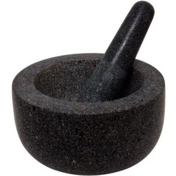 Mortero y Pilón de Granito Vogue - Profesional y Doméstico, 203 mm Diámetro, Color Negro